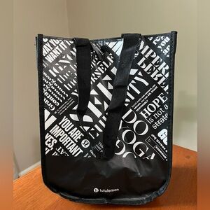 Lululemon reusable tote bag black and white
